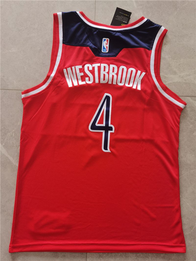 Men Washington Wizards #4 Westbrook Red Game 2021 Nike NBA Jersey
